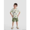 LCW Kids Ekru Dinozor Baskılı Erkek Çocuk Tişört ve Şort