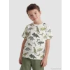 LCW Kids Ekru Dinozor Baskılı Erkek Çocuk Tişört ve Şort