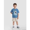 LCW Kids Mavi Baskılı Erkek Çocuk Tişört ve Şort