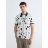 LCW Vision Lacivert Polo Yaka Desenli Pike Erkek Tişört