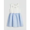 LCW Kids Mavi Bisiklet Yaka Kız Çocuk Elbise