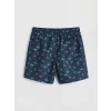 LCW SWIMWEAR Lacivert Kısa Boy Palmiye Desenli Erkek Deniz Şortu