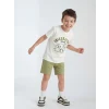 LCW Kids Ekru Baskılı Erkek Çocuk Tişört ve Şort