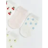 LCW baby Ekru Ajurlu Kız Bebek Patik Çorap 5li
