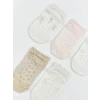 LCW baby Ekru Ajurlu Kız Bebek Patik Çorap 5li