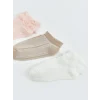 LCW baby Pembe Kız Bebek Desenli Patik Çorap 3lü