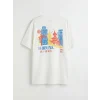 LCW Kids Ekru Bisiklet Yaka Tokyo Baskılı Erkek Çocuk Tişört