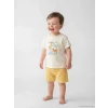 LCW baby Ekru Erkek Bebek Baskılı Tişört ve Şort