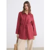 LCWAIKIKI Classic Bordo Dokulu Büzgülü Kadın Gömlek Tunik