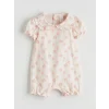 LCW baby Pembe Çiçekli Kız Bebek Tulum ve Saç Bandı