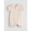 LCW baby Pembe Çiçekli Kız Bebek Tulum ve Saç Bandı
