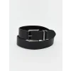 LCW ACCESSORIES Siyah Deri Görünümlü Erkek Kemer