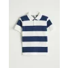 LCW Kids İndigo Polo Yaka Çizgili Erkek Çocuk Tişört