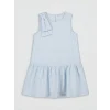 LCW Kids Mavi Bisiklet Yaka Fiyonk Detaylı Kız Çocuk Elbise