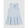 LCW Kids Mavi Bisiklet Yaka Fiyonk Detaylı Kız Çocuk Elbise