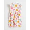 LCW Kids Ekru Çiçek Desenli Kız Çocuk Elbise
