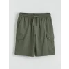 XSIDE Haki Standart Kalıp Erkek Gabardin Kargo Şort