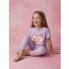 LCW Kids Lila Capyfun Baskılı Kız Çocuk Tişört ve Tayt