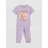 LCW Kids Lila Capyfun Baskılı Kız Çocuk Tişört ve Tayt