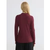 LCW Modest Bordo Fırfırlı Dik Yaka Kadın Body