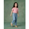 LCW Kids Mavi Regular Fit Nakışlı Kız Çocuk Jean Pantolon