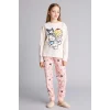 Defacto H1070A8ER100 Ekru %100 Pamuklu Hello Kıtty 2li Pijama Takımı Kız Çocuk