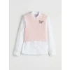 LCW Kids Beyaz Kız Çocuk Triko Süveter ve Gömlek