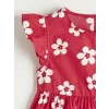 LCW Kids Kırmızı Bisiklet Yaka Çiçekli Kız Çocuk Elbise