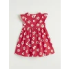 LCW Kids Kırmızı Bisiklet Yaka Çiçekli Kız Çocuk Elbise