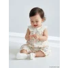 LCW baby Ekru Bebe Yaka Çiçekli Kız Bebek Tulum