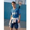 LCW Kids Mavi V Yaka Baskılı Erkek Çocuk Tişört
