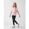 LCW Kids Siyah Beli Lastikli Çiçekli Kız Çocuk 3/4 Boy Tayt