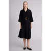 Defacto H0231AXBK81 Siyah Regular Fıt Yarım Kollu Midi Elbise