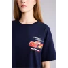 Defacto H0552AXNV251 Lacivert Cars baskılı lacivert oversize kısa kollu tişört.