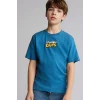Defacto G8916A8BE376 Mavi Stumble Guys New Regular Fıt Bisiklet Yaka Kısa Kollu Tişört Erkek Çocuk