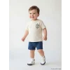 LCW baby Ekru Erkek Bebek Baskılı Tişört ve Şort
