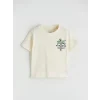 LCW baby Ekru Erkek Bebek Baskılı Tişört ve Şort