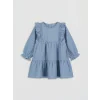 LCW baby Mavi Fırfırlı Kız Bebek Müslin Elbise