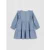 LCW baby Mavi Fırfırlı Kız Bebek Müslin Elbise