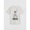LCW Kids Bej Bisiklet Yaka One Piece Baskılı Erkek Çocuk Tişört