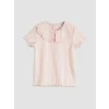 LCW Kids Pembe Bebe Yaka Nakışlı Kız Çocuk Fitilli Tişört