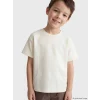 LCW Kids Ekru Bisiklet Yaka Kendinden Çizgili Erkek Çocuk Tişört
