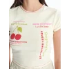 XSIDE Sarı Bisiklet Yaka Baskılı Kısa Kollu Kadın Crop