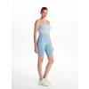 XSIDE Mavi Kadın Beli Lastikli Ekstra Dar Fit Düz Şort Tayt