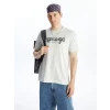 XSIDE Gri Bisiklet Yaka Kısa Kollu Baskılı Penye Erkek Tişört