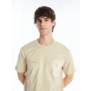XSIDE Bej Bisiklet Yaka Kısa Kollu Baskılı Penye Erkek Tişört