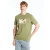 XSIDE Yeşil Bisiklet Yaka Kısa Kollu Baskılı Penye Erkek Tişört