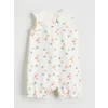 LCW baby Ekru Bebe Yaka Çiçekli Kız Bebek Tulum