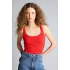 Defacto F7818AXRD44 Kırmızı Fıtted U Yaka Fitilli Kaşkorse Atlet