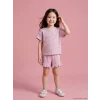 LCW Kids Lila Beli Lastikli Çiçekli Kız Çocuk Şort
